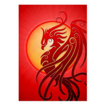 Red Tribal Phoenix Business Card