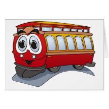 Red Trolley Cartoon Card