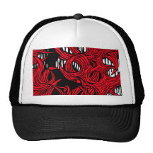 red trucker hat