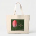 red tulip flower, happy mother's day canvas bag
