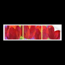 Red Tulips Flowers Art Painting - Multi bumper stickers