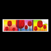 Red Tulips Flowers Painting Art - Multi bumper stickers