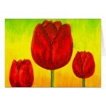 Red Tulips Flowers Painting Art - Multi Card