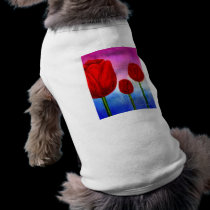 Red Tulips Flowers Painting Art - Multi pet clothing