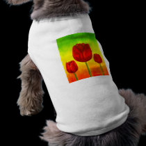 Red Tulips Flowers Painting Art - Multi pet clothing