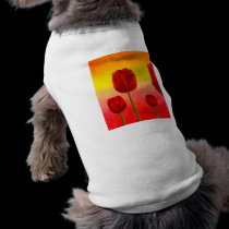 Red Tulips Flowers Painting Art - Multi pet clothing