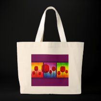 Red Tulips Flowers Painting Art - Multi bags