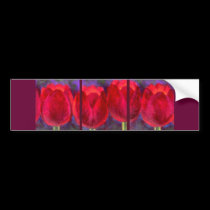 Red Tulips Flowers Painting - Multi bumper stickers