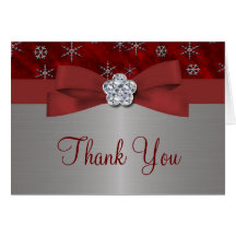 Red Velour & Silver Snowflakes Cards