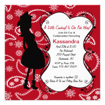 Red Western Mother to Be Baby Shower Invitation