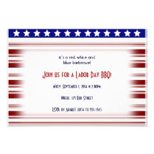 Red White and Blue Candystripe Labour Day Personalized Invitations