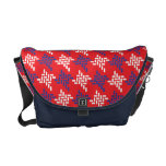 Red White And Blue Houndstooth Pattern Custom messenger bags