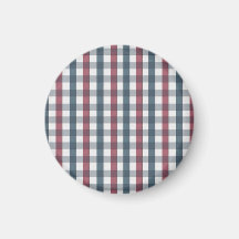 Red White and Blue Plaid Pattern Refrigerator Magnets