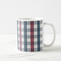 Red White and Blue Plaid Pattern Mugs