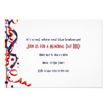 Red White and Blue Ribbons and Stars Personalised Invitations