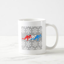 Red, white and blue speed skaters mug