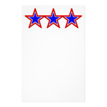 Red, white and blue stacked stars personalised stationery