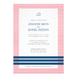 Red White And Blue Stripes Monogram Wedding Invite invitations