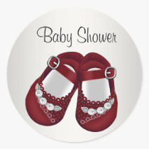 Red White Baby Shoes Baby Girl Shower Stickers stickers