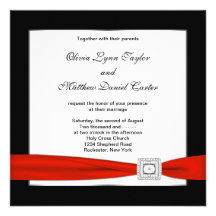 Red White Black Red Black Wedding Invitation