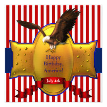 Red White Blue Bald Eagle Patriotic 4th of July Personalized Invite