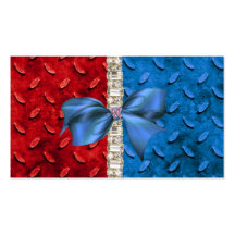 Red White & Blue Rhinestone & Bow Business Card