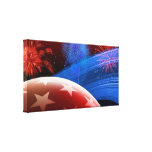 Red White Blue Stars and Fireworks Wrapped Canvas Stretched Canvas Prints