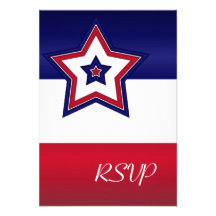 Red White & Blue Stars RSVP Card