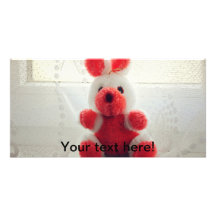 Red white bunny toy picture card