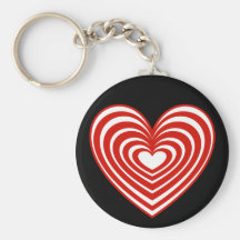 Red & White Lined Heart Keychain