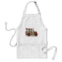 Red Woody Wagon Aprons