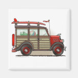 Red Woody Wagon Magnets