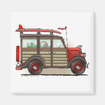 Red Woody Wagon Magnets