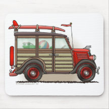 Red Woody Wagon Mouse Pad