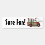 Red Woody Wagon Sure Fun! Bumper Sticker