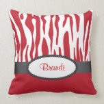 Red Zebra Print American MoJo Throw Pillow pillows