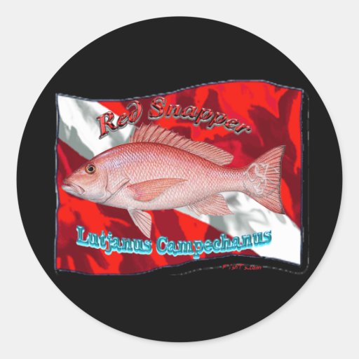 RedSnapper on Dive Flag Round Stickers