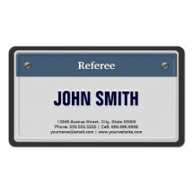 Referee Cool Car License Plate Business Card Template