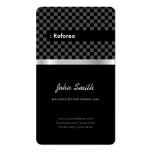 Referee - Elegant Black Checkered Business Card