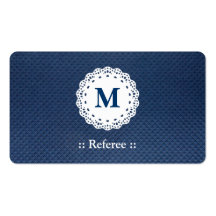 Referee Lace Monogram Blue Pattern Business Cards