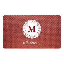 Referee Lace Monogram Maroon Business Card Template