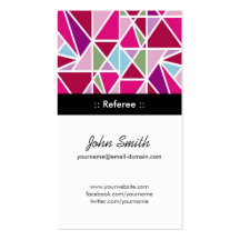 Referee - Pink Abstract Geometry Business Card Template