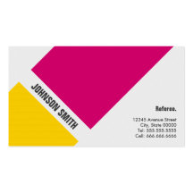 Referee - Simple Pink Yellow Business Card Template