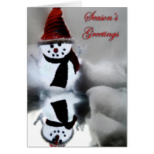 Reflected Snowman Seasons Greetings Card