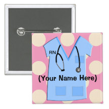 Registered Nurse Name Badge Pinback Buttons