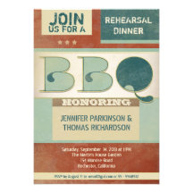rehearsal dinner barbeque vintage party invitation