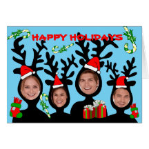 Reindeer Happy Holidays Add Photo Card 2