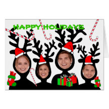 Reindeer Happy Holidays Add Photo Card 3