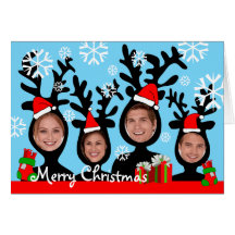 Reindeer Merry Christmas Add Photo Card 1