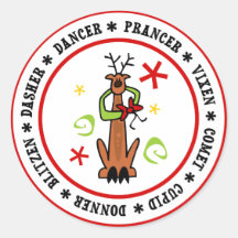 Reindeer Stars & Swirls Cartoon Stickers